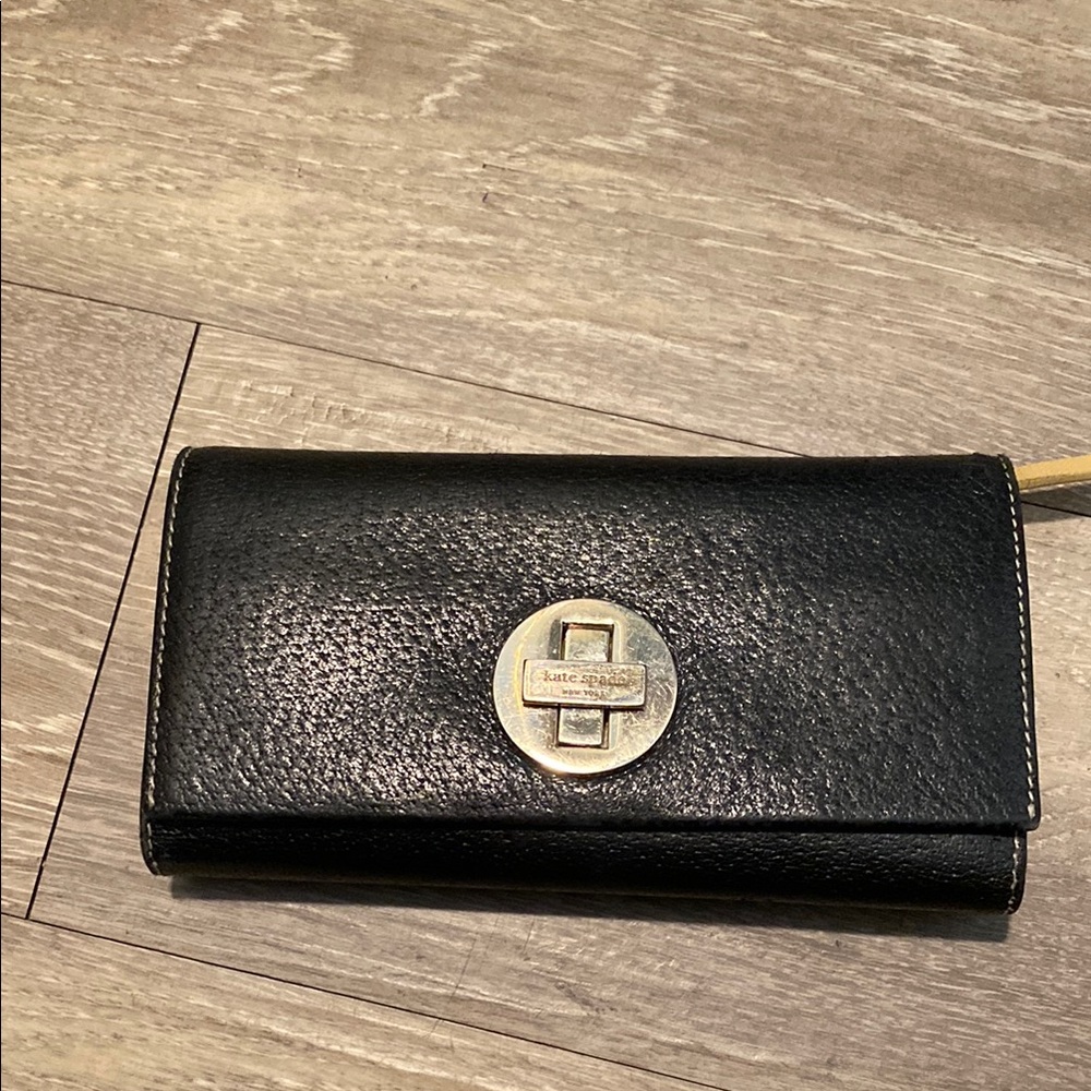 Kate Spade Black Leather Large Wallet checkbook